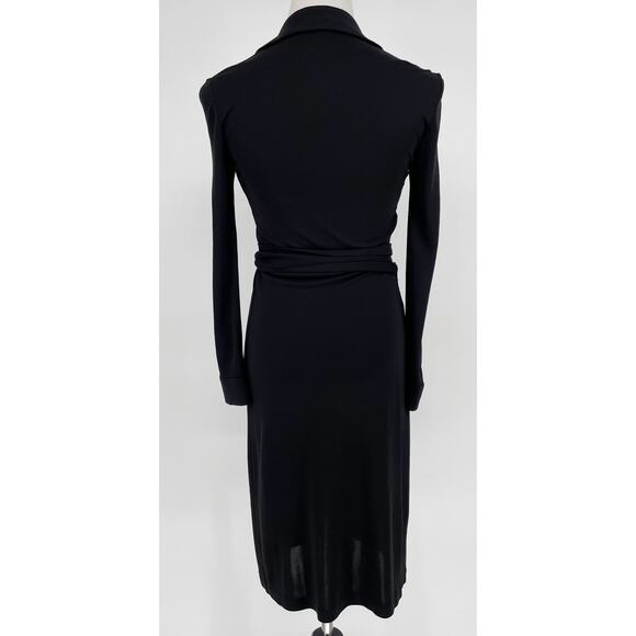 Diane Von Furstenberg Black Jeanne Size 2 Classic Stretchy Wrap Dress DVF E5 - Picture 7 of 10